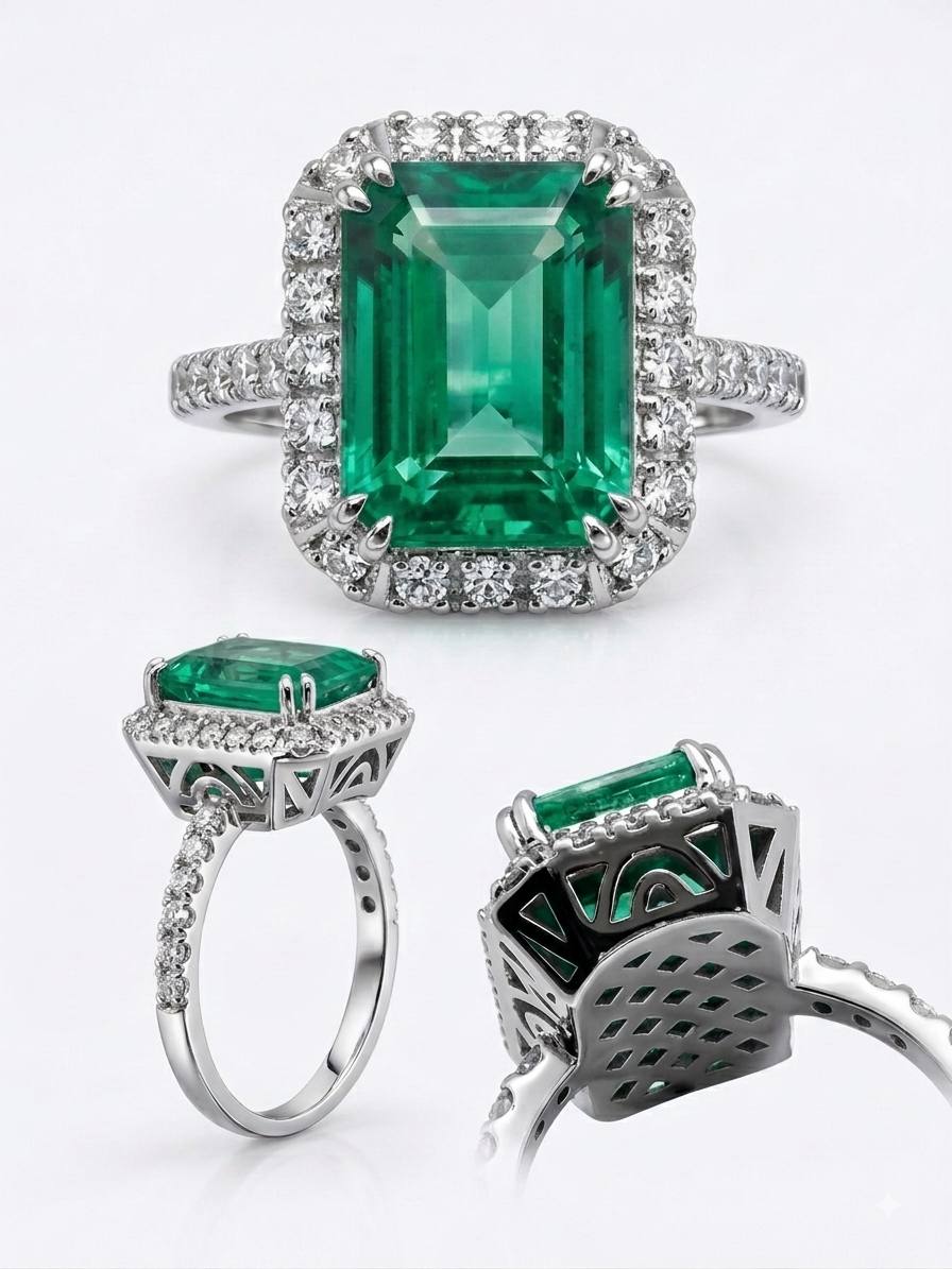 Кольцо с изумрудом 3.31 ct и бриллиантами (Арт. 10651)
